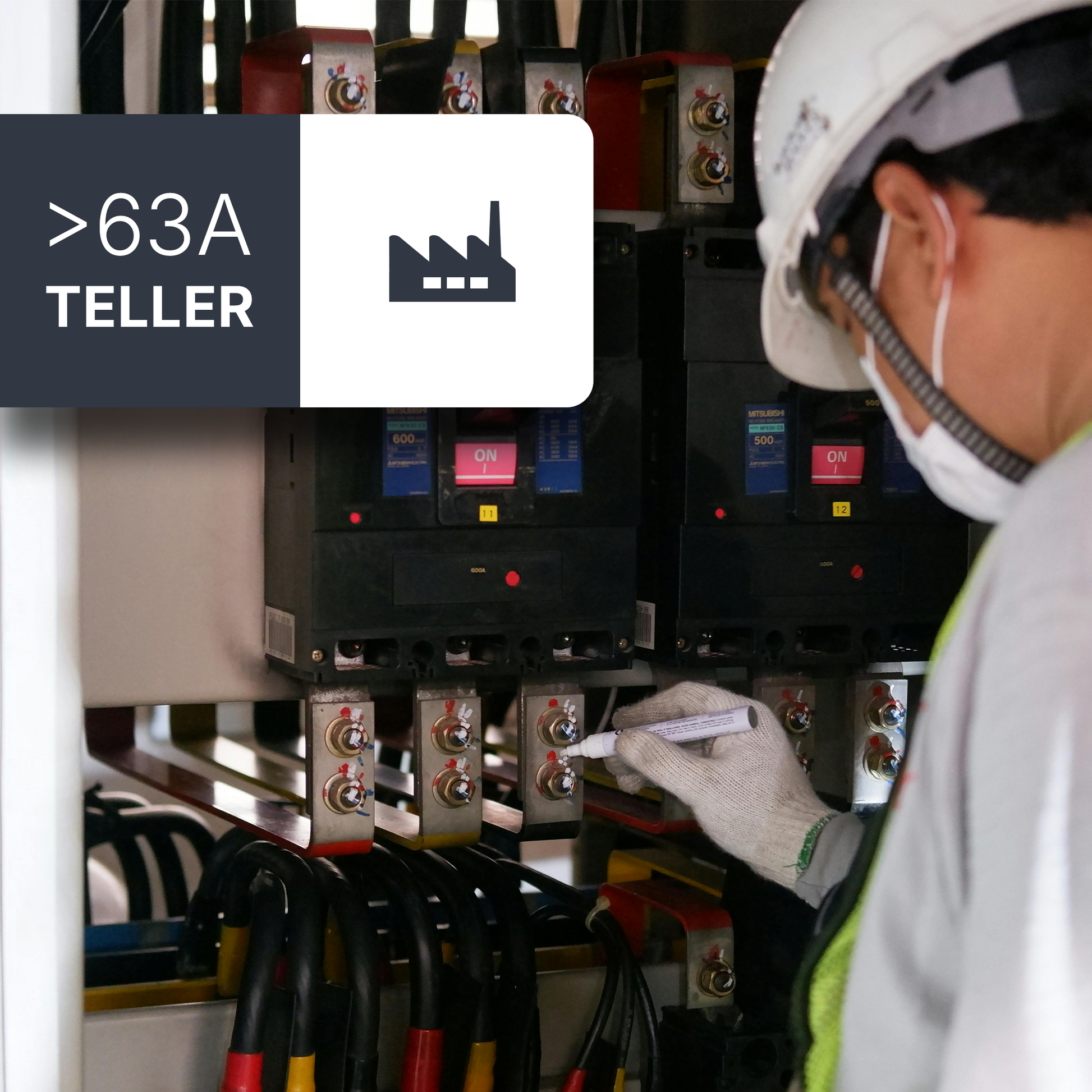 Elektrische keuring: niet-huishoudelijke installatie aangesloten op een teller (>63A) periodieke controle