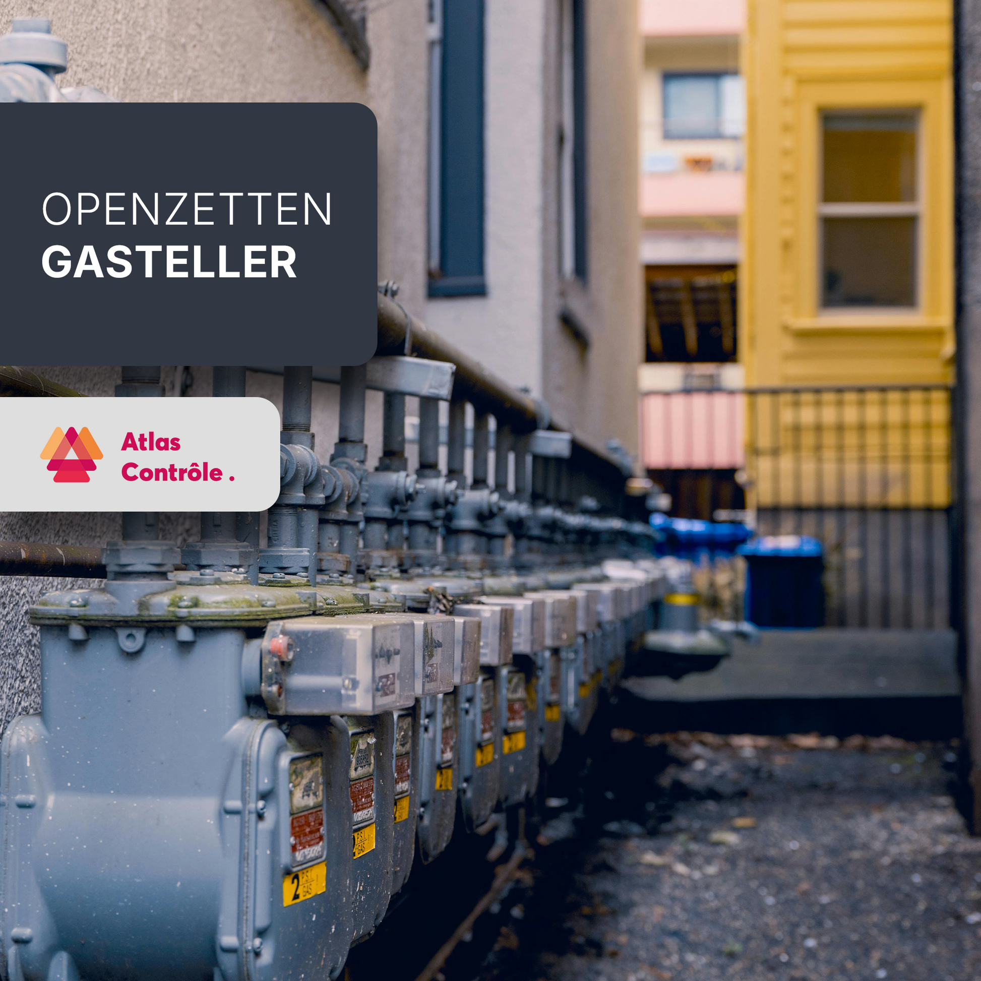 Openzetten gasteller op Fluvius gebied tijdens gas keuring door Atlas